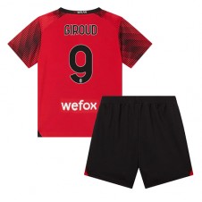AC Milan Olivier Giroud #9 Hemmaställ Barn 2023-24 Korta ärmar (+ Korta byxor)